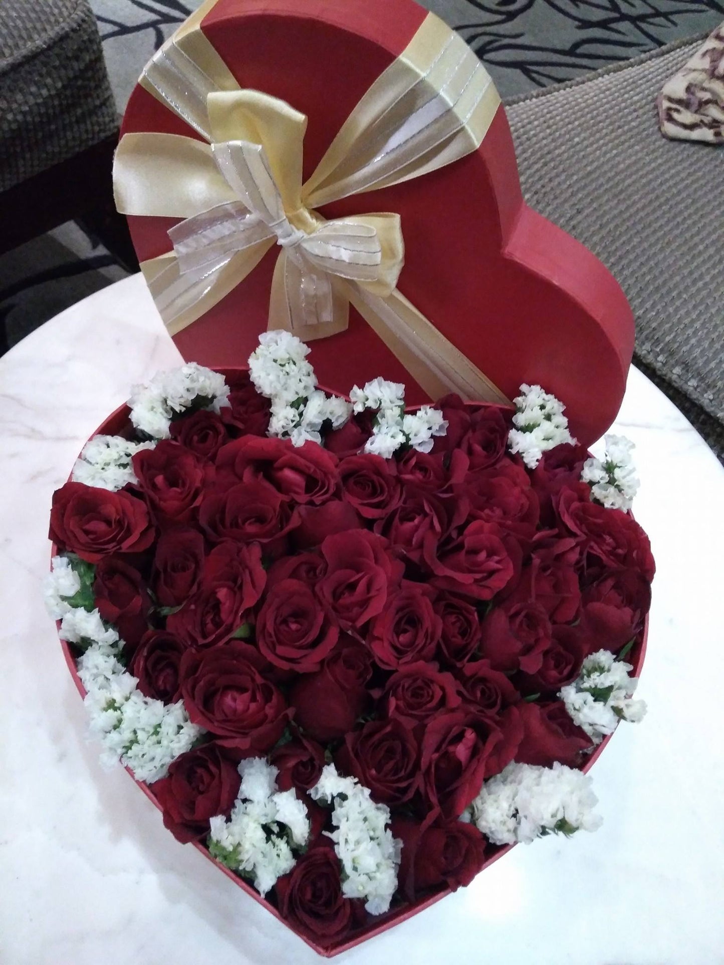 Red Roses Heart Box Arrangement